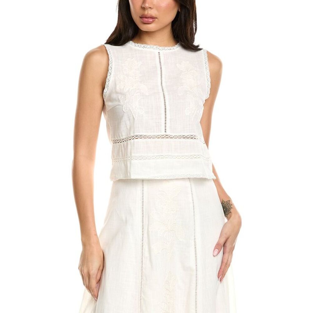 Avantlook Womens  Embroidered Top, White